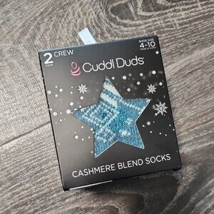 2 Pair Cuddl Duds Cashmere Blend Crew Socks